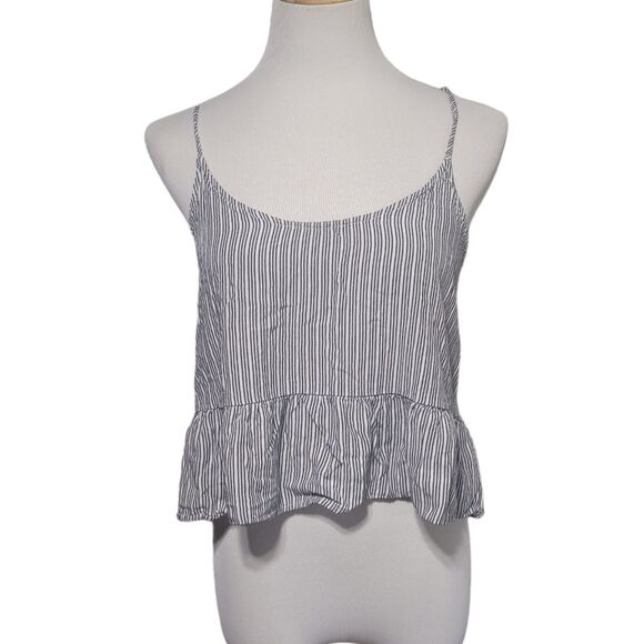 Hollister Striped Babydoll Peplum Spaghetti Strap Womens Medium - Picture 1 of 6